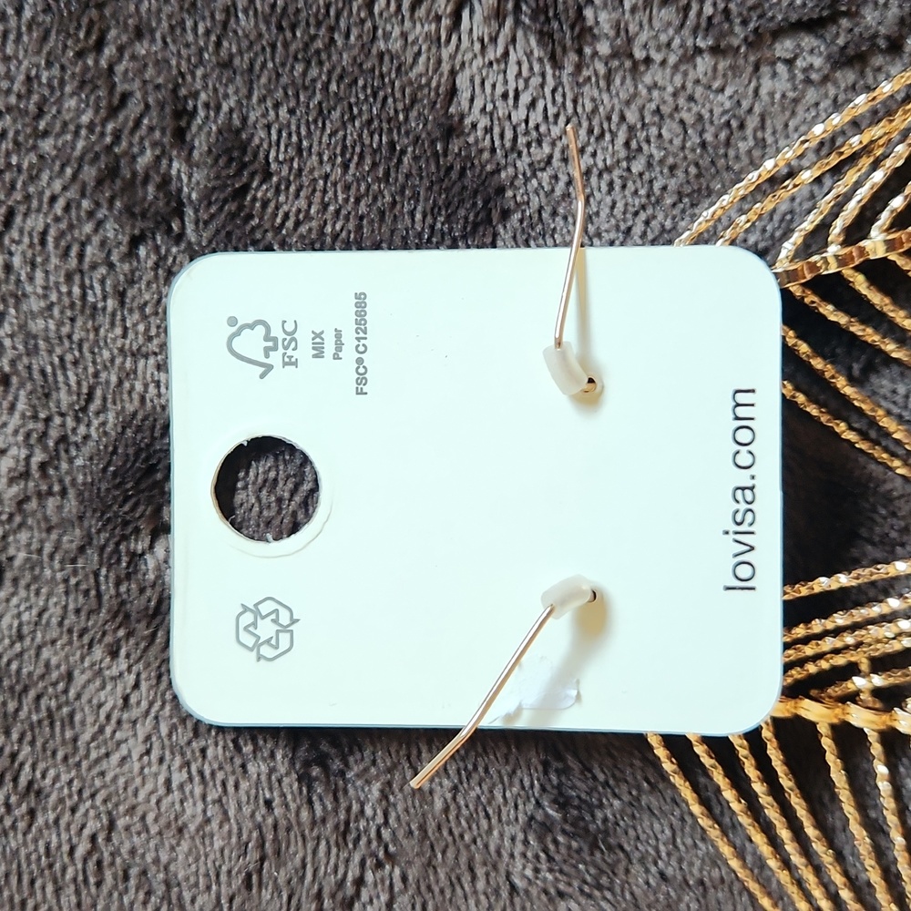 NWT Lovisa Fashion earrings faux gold dangle shimmer sparkle 4" long - Picture 5 of 10